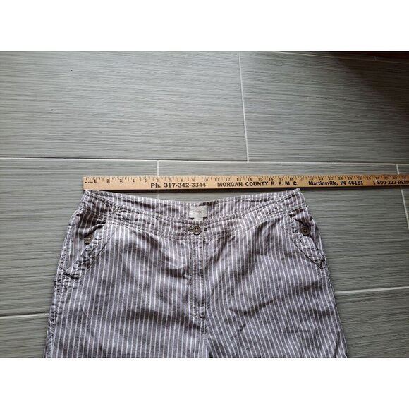Chicos Womens Striped Wide-Leg Pants Size 3 XL Brown/White Linen Beach Vacation - Picture 6 of 7